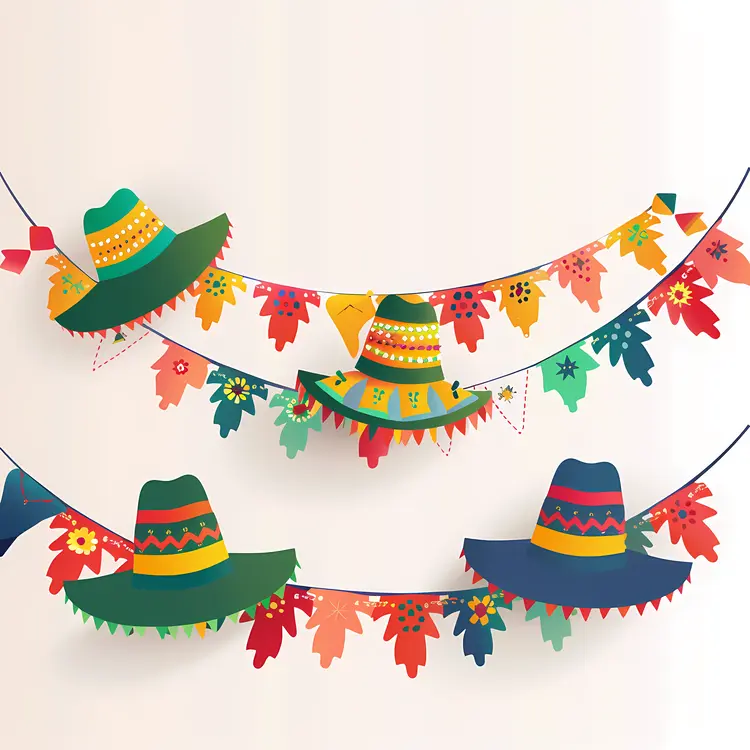 Colorful Festive Hats and Banners
