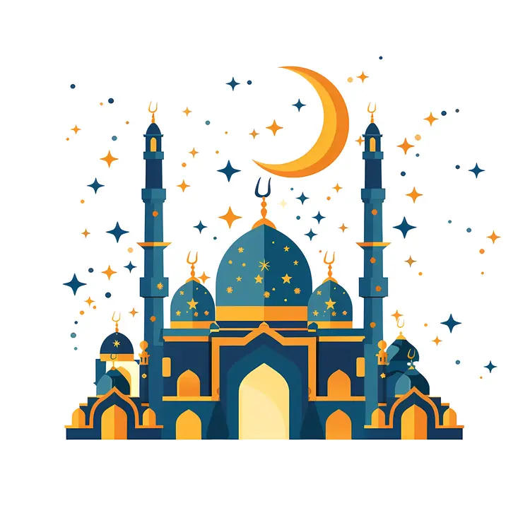 Blue and Gold Mosque Illustration