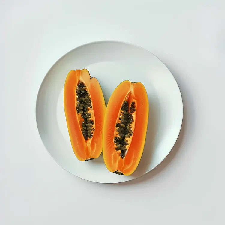 Sliced Papaya on White Plate