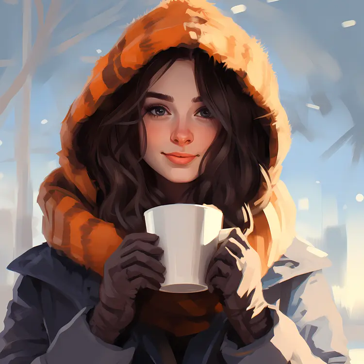 White Mug in Winter with Warm Hood