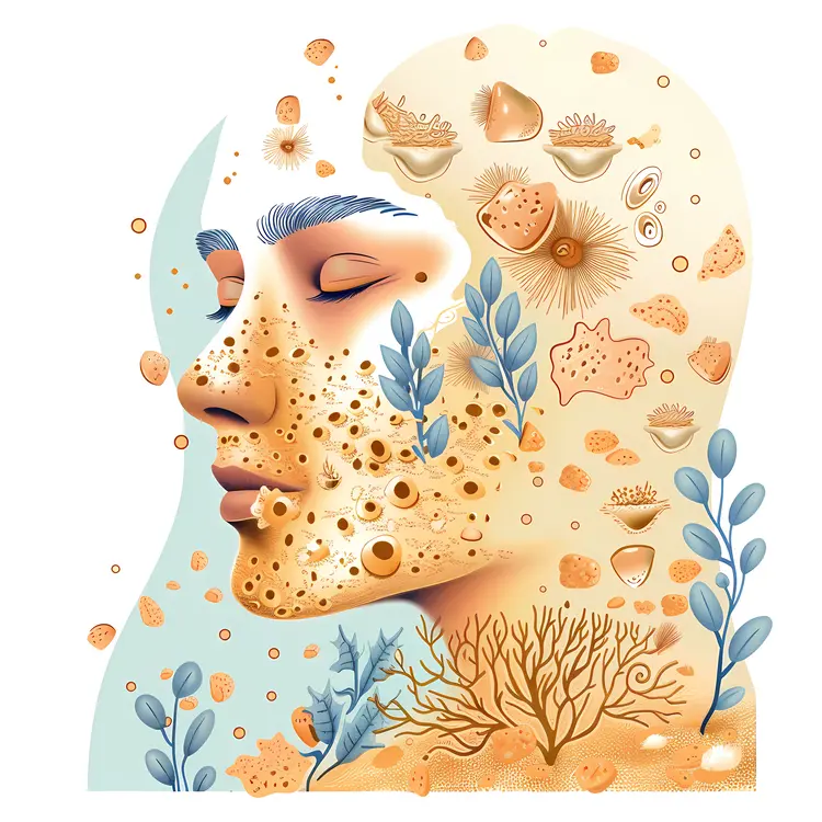 Face with Nature Elements Illustration