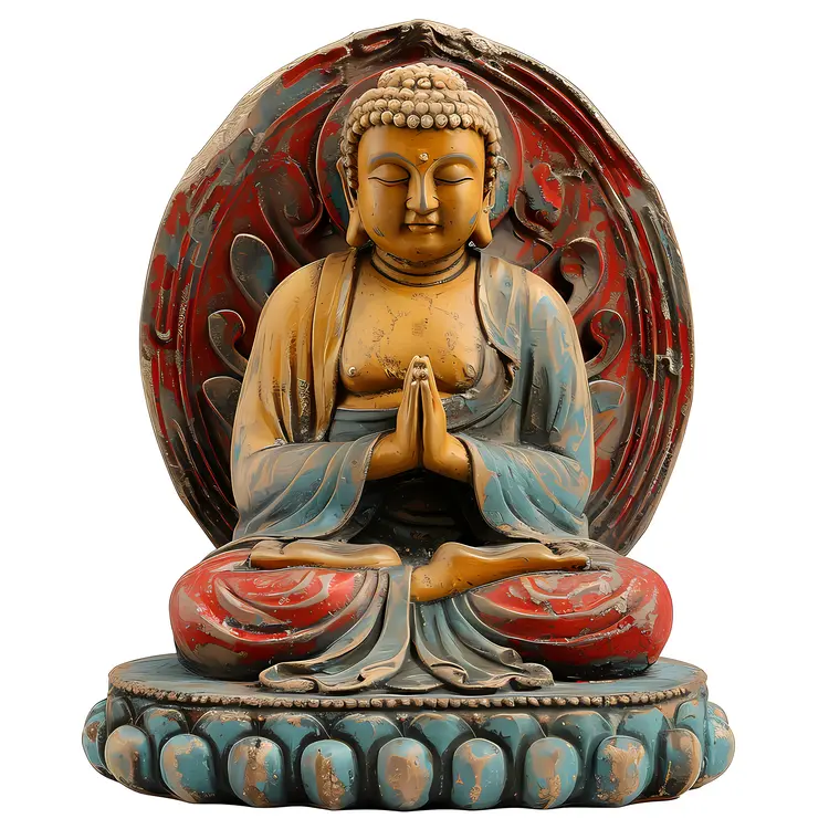 Colorful Buddha Statue in Meditation
