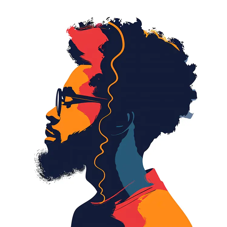 Colorful Abstract Portrait of a Man with Glasses