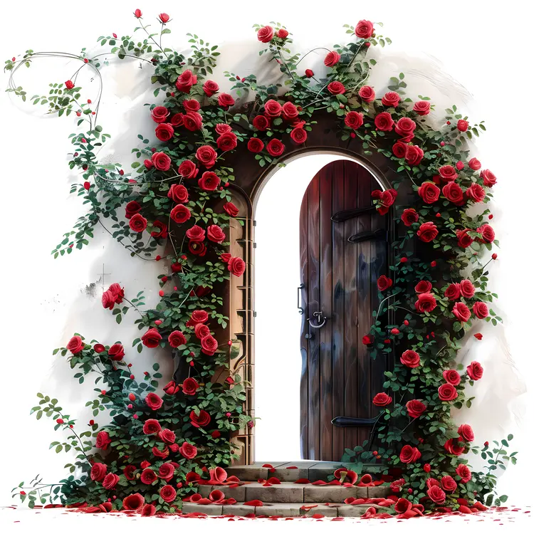 Door with Red Roses