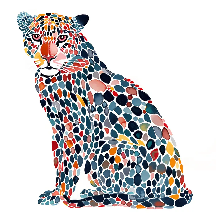 Colorful Mosaic Leopard