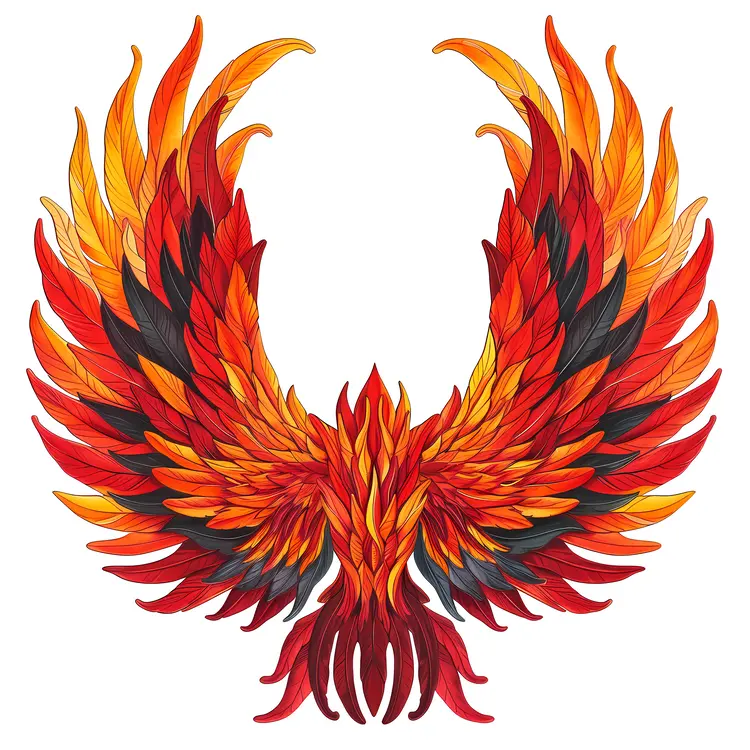 Red and Orange Feathered Wings Illustration