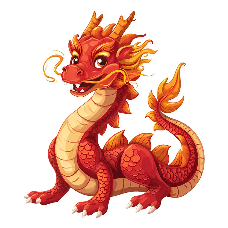 Red Dragon Cartoon Illustration