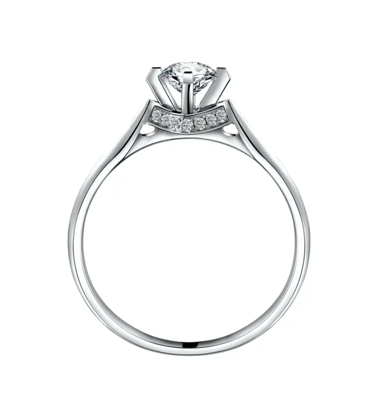 Classic Silver Engagement Ring with Diamond