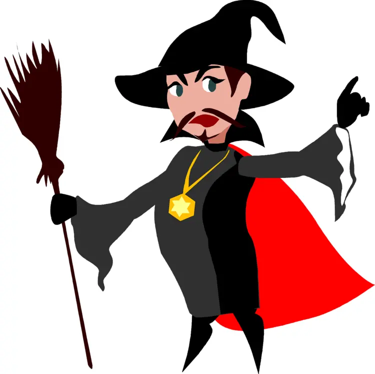 Cartoon Wizard with Broom