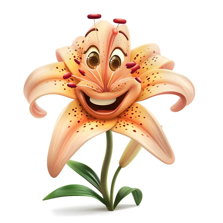 Smiling Cartoon Lily Flower