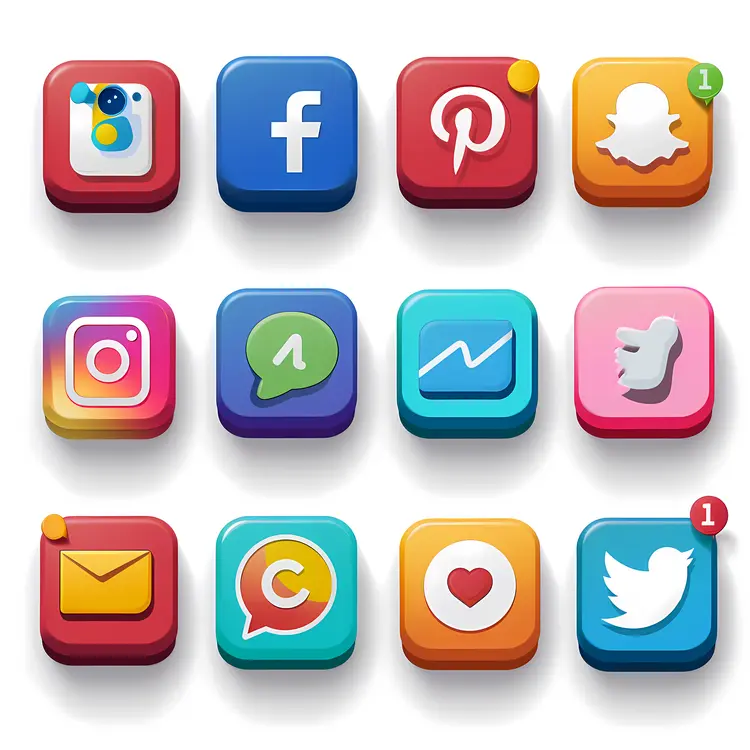 3D Social Media Icons
