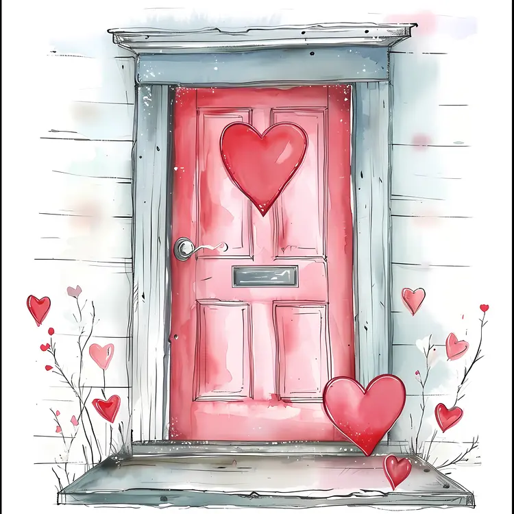 Red Door with Heart for Valentine's Day