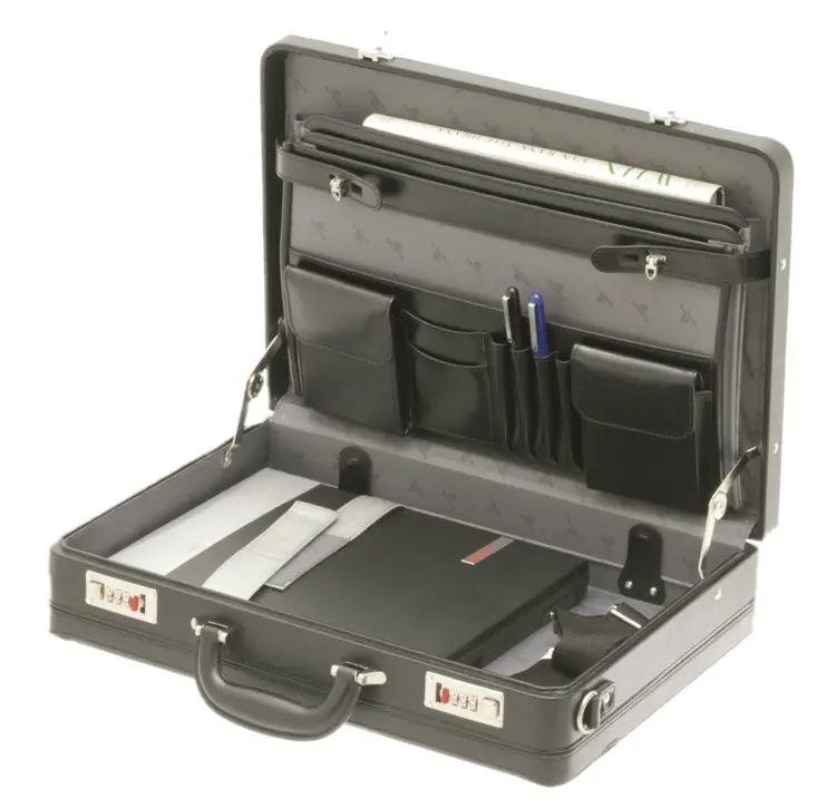 Open Briefcase with Office Supplies