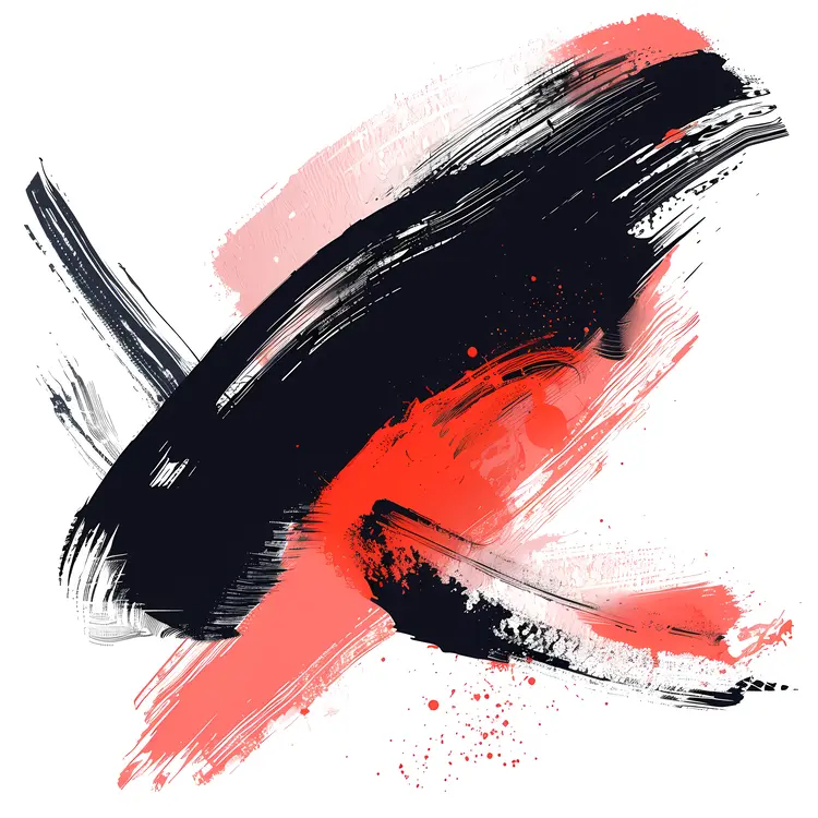 Abstract Black and Red Brush Strokes