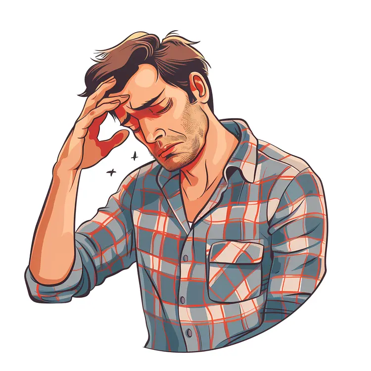 Man with Headache Illustration