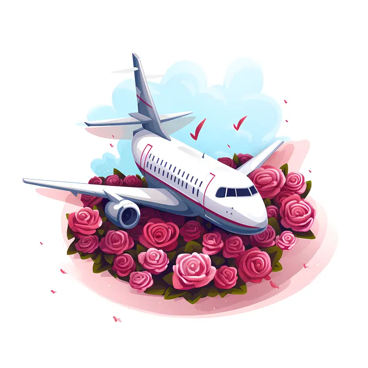Airplane Surrounded by Roses