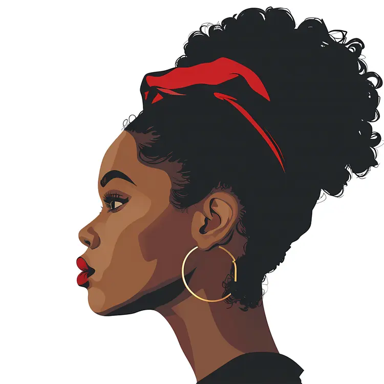 Stylized Portrait of Woman with Red Headband