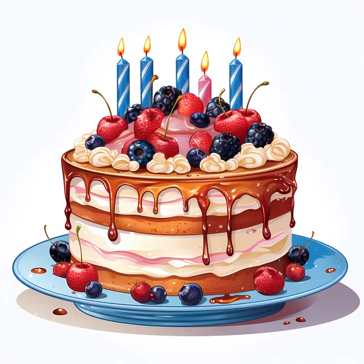 Delicious Birthday Cake with Candles