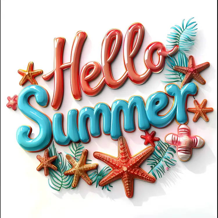 Hello Summer Starfish Illustration