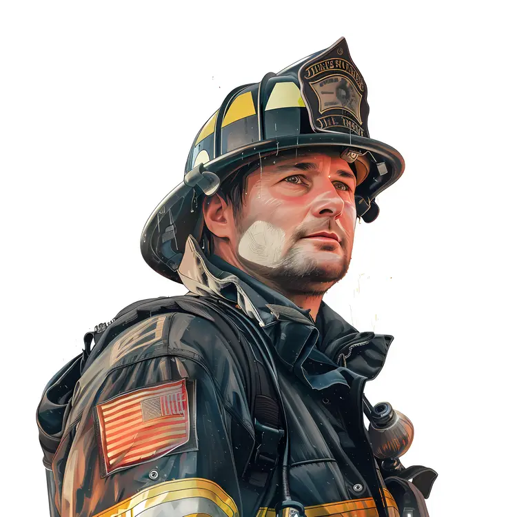 Firefighter in Uniform with Helmet