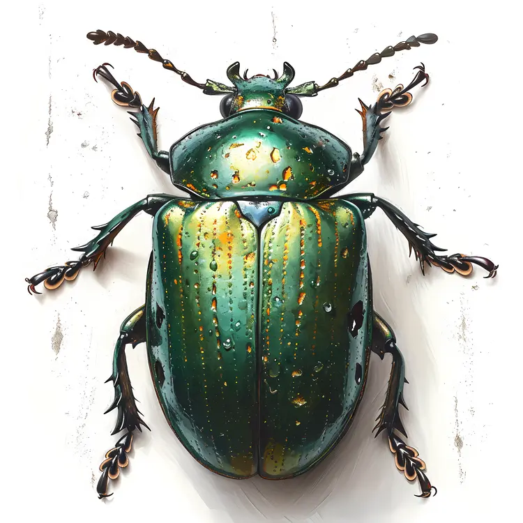 Green Beetle with Detailed Patterns