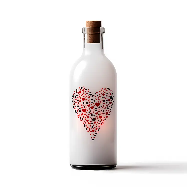 White Bottle with Heart Design