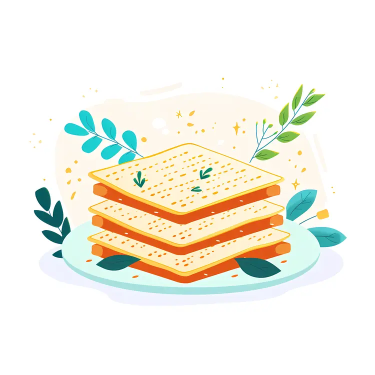 Layered Crackers on Plate Illustration