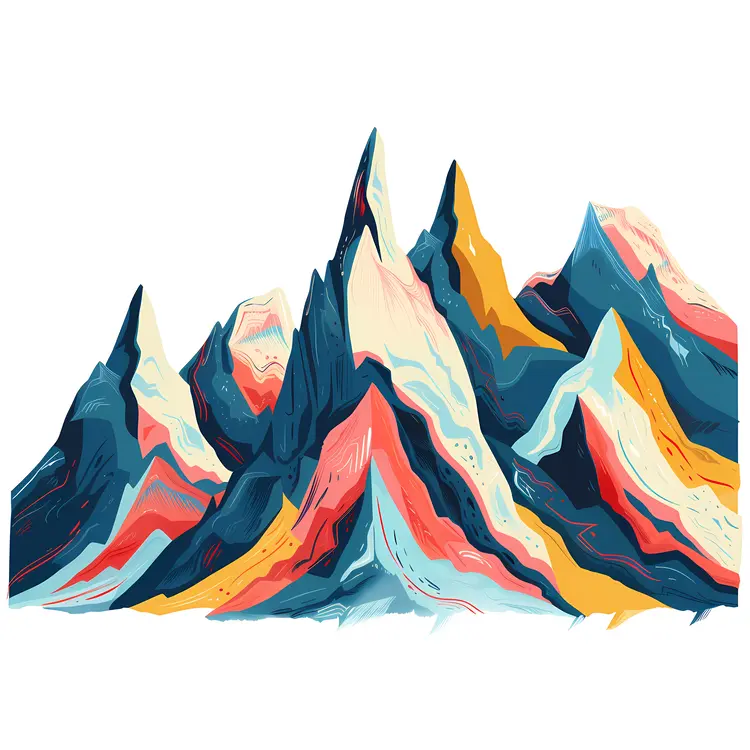 Colorful Abstract Geometric Mountains