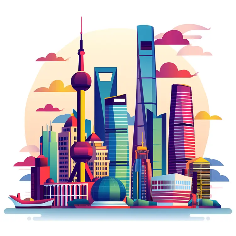 Shanghai Skyline at Sunset