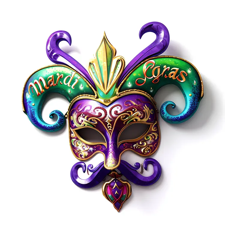 Colorful Mardi Gras Mask with Decorative Elements