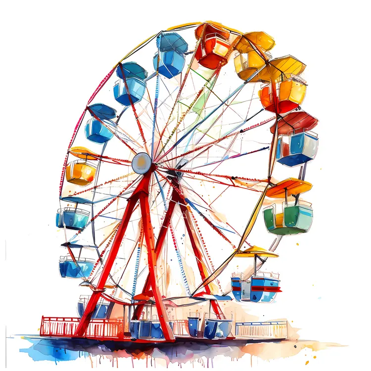 Watercolor Ferris Wheel at the Carnival