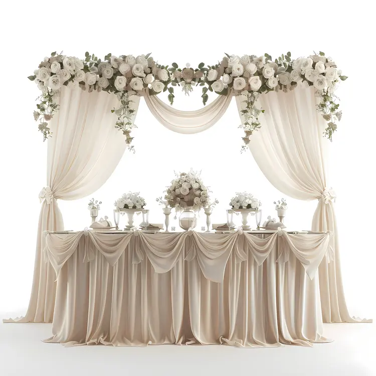 Luxurious Wedding Table with Floral Drapes