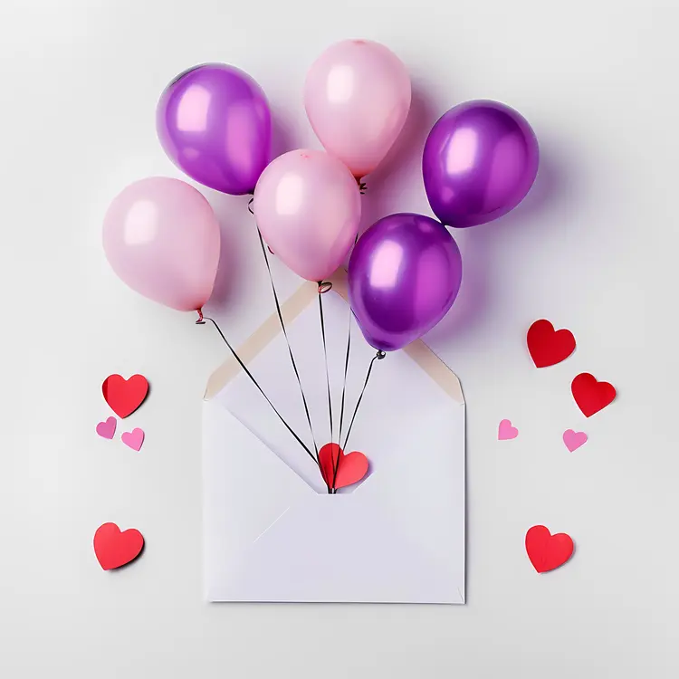 Colorful Balloons with Love Letter