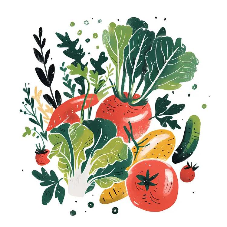Fresh Vegetables with Carrot and Tomato