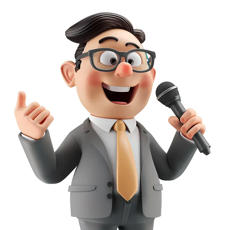 Cartoon Man with Microphone
