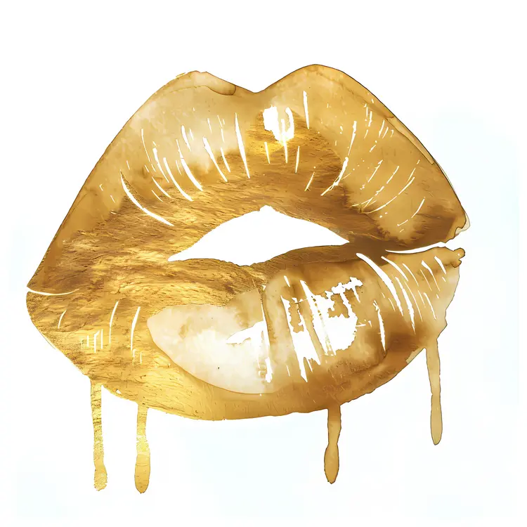 Golden Lips Watercolor Art