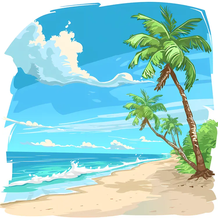 Beach with Palm Trees