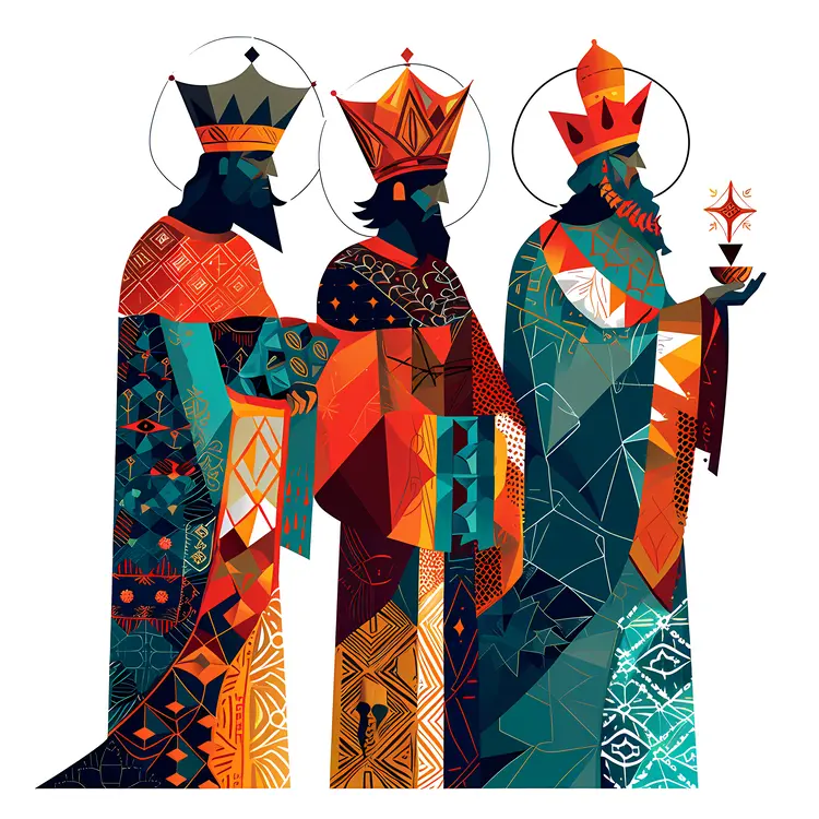 Three Kings with Gifts Illustration