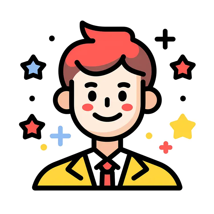 Smiling Man with Colorful Stars