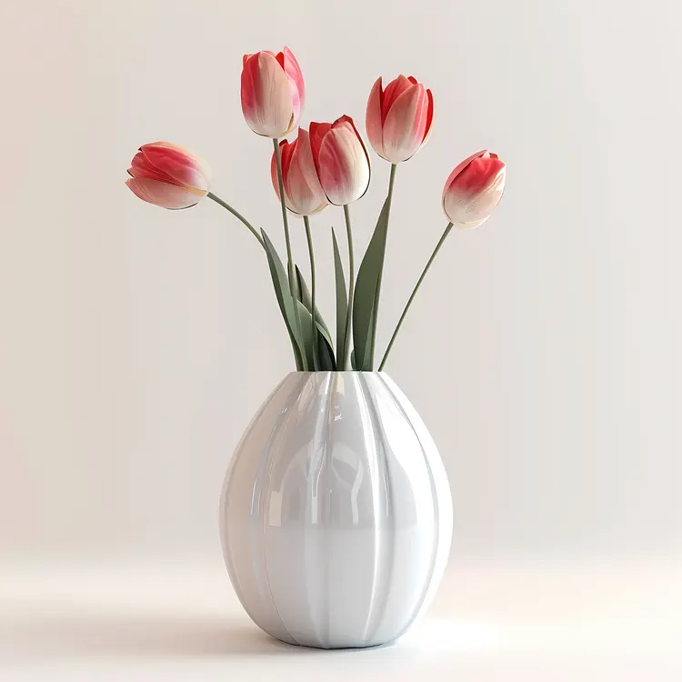 Pink Tulips in a White Vase