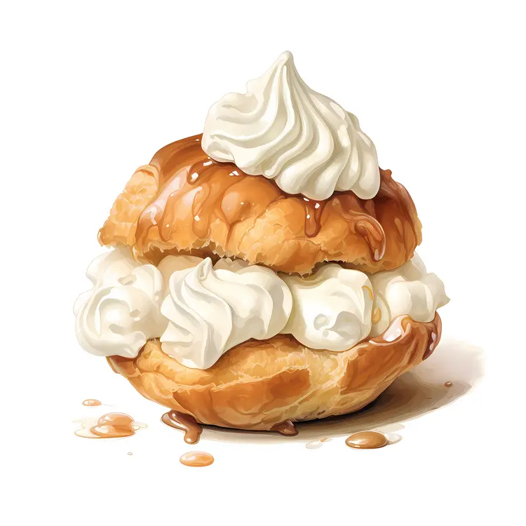 Cream Puff with Caramel Topping