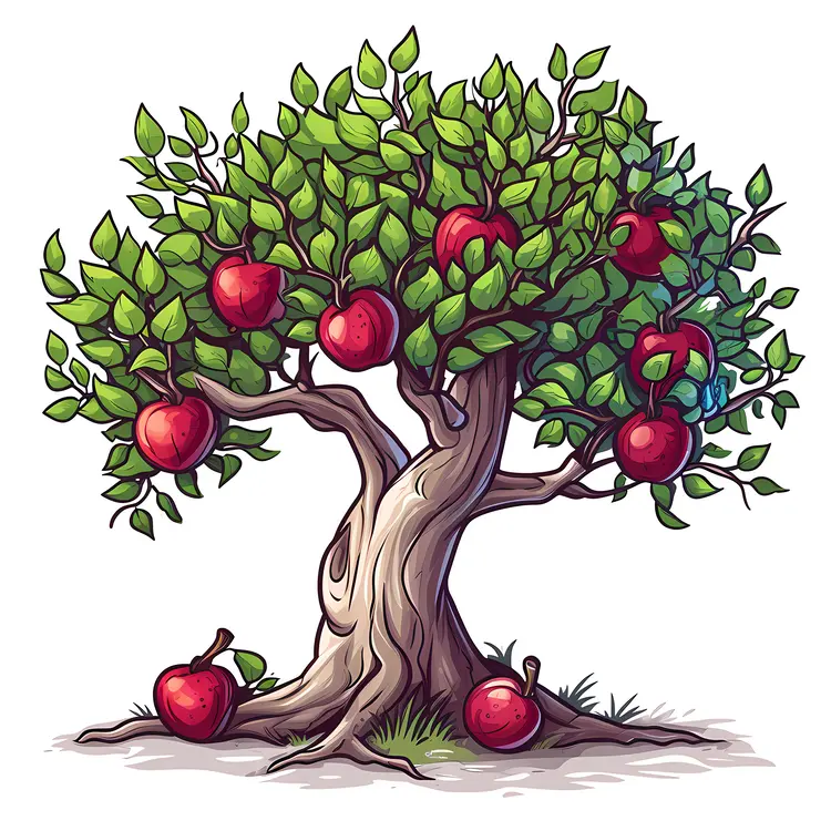 Apple Tree with Red Apples