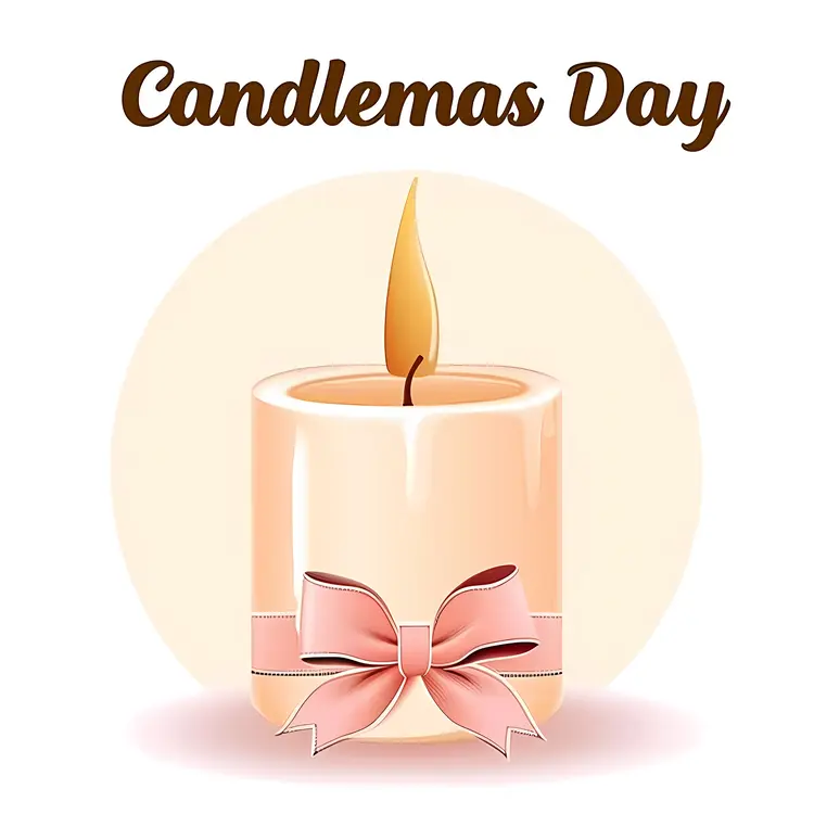 Candle with Pink Bow for Candlemas Day