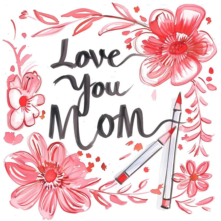 Love You Mom Floral Greeting Card