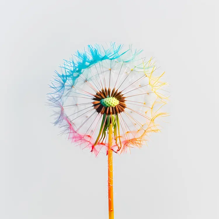 Colorful Rainbow Dandelion Illustration