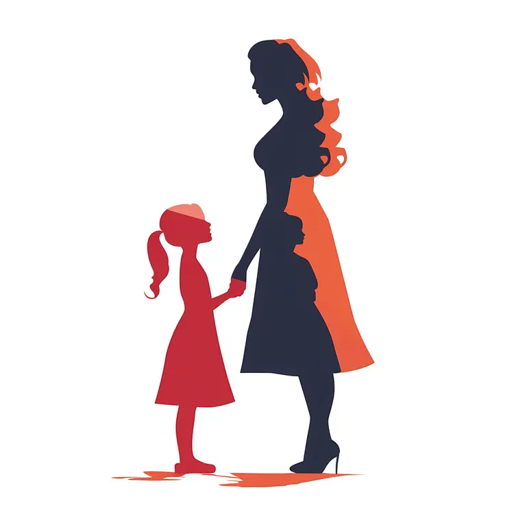 Mother and Two Children Silhouette