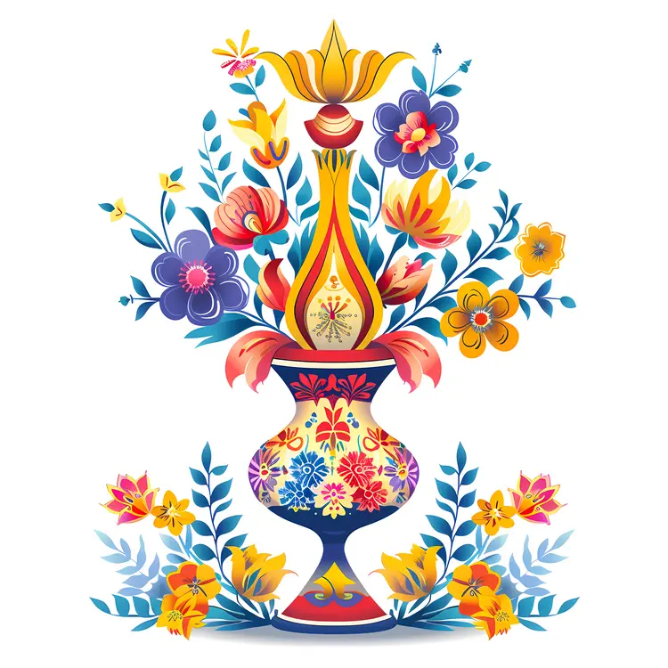 Colorful Vase with Flowers