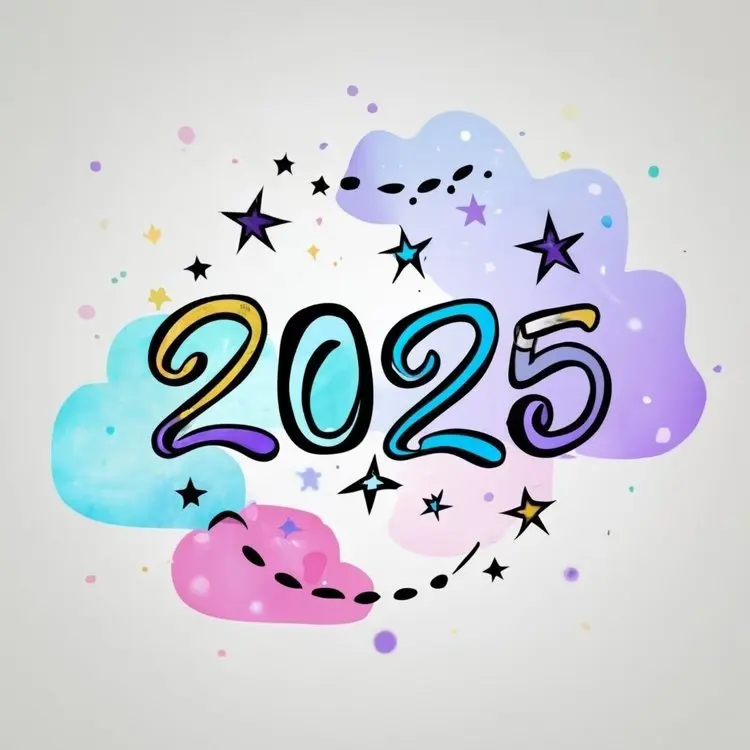 Whimsical 2025 with Stars Greeting