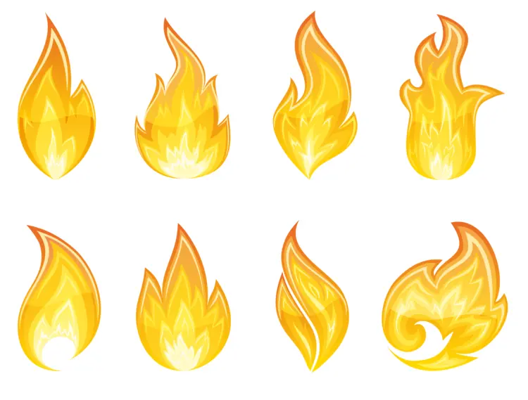 Various Yellow Flames Illustrations