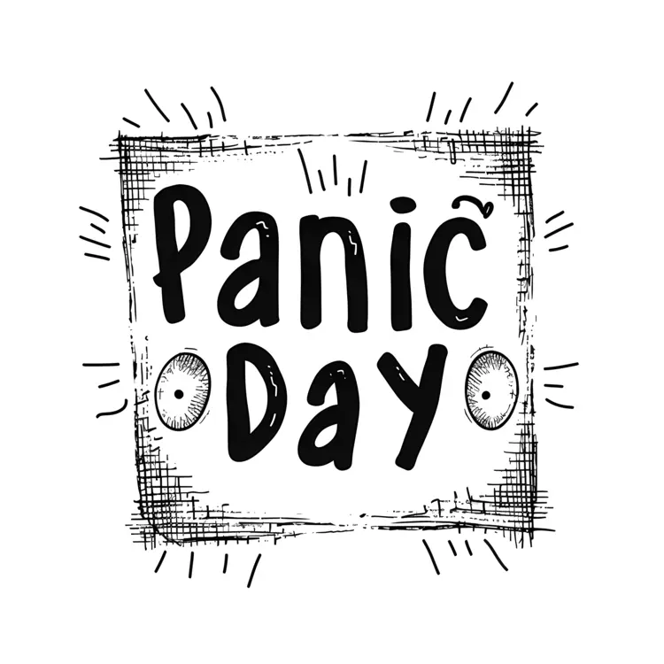 Panic Day Black and White Illustration